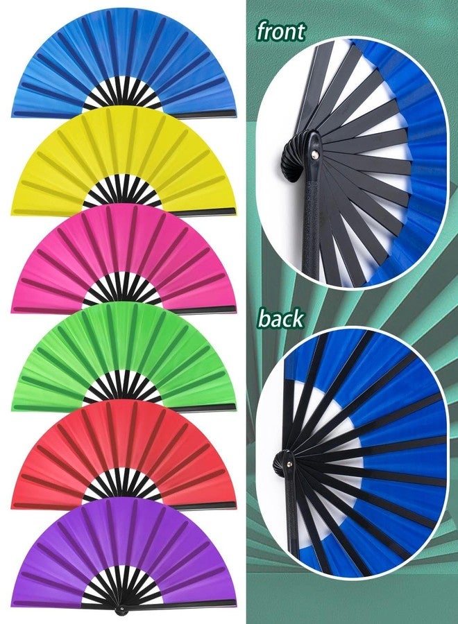 LSLYHTC 6Pcs Large Folding Hand Fan Bulk, Chinese Tai Chi Kung Fu Hand Fan, Popping Clacking Fans for Line Dancing, Portable for Outdoor, Wedding, Party, Festival Gift Decoration - Image 5